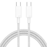 100W USB-C - USB-C Punottu kaapeli 2m - Valkoinen