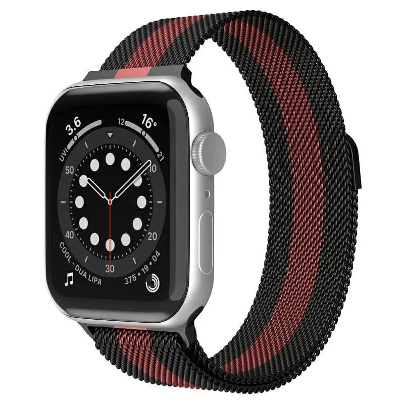 Apple Watch 38 / 40 / 41 mm Magneettinen Teräsranneke - Musta / Punainen