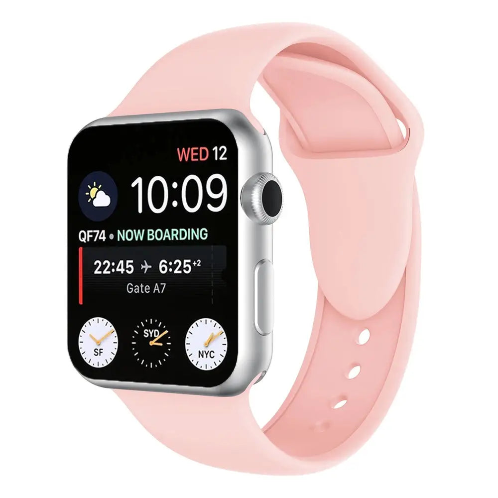 Apple Watch 38 / 40 / 41 mm Silikoniranneke - S/M - Vaaleanpunainen