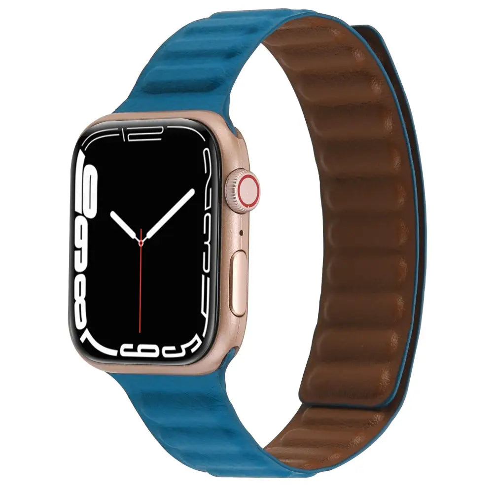 Apple Watch 42 / 44 / 45 mm Magneettinen Nahkaranneke - Merensininen