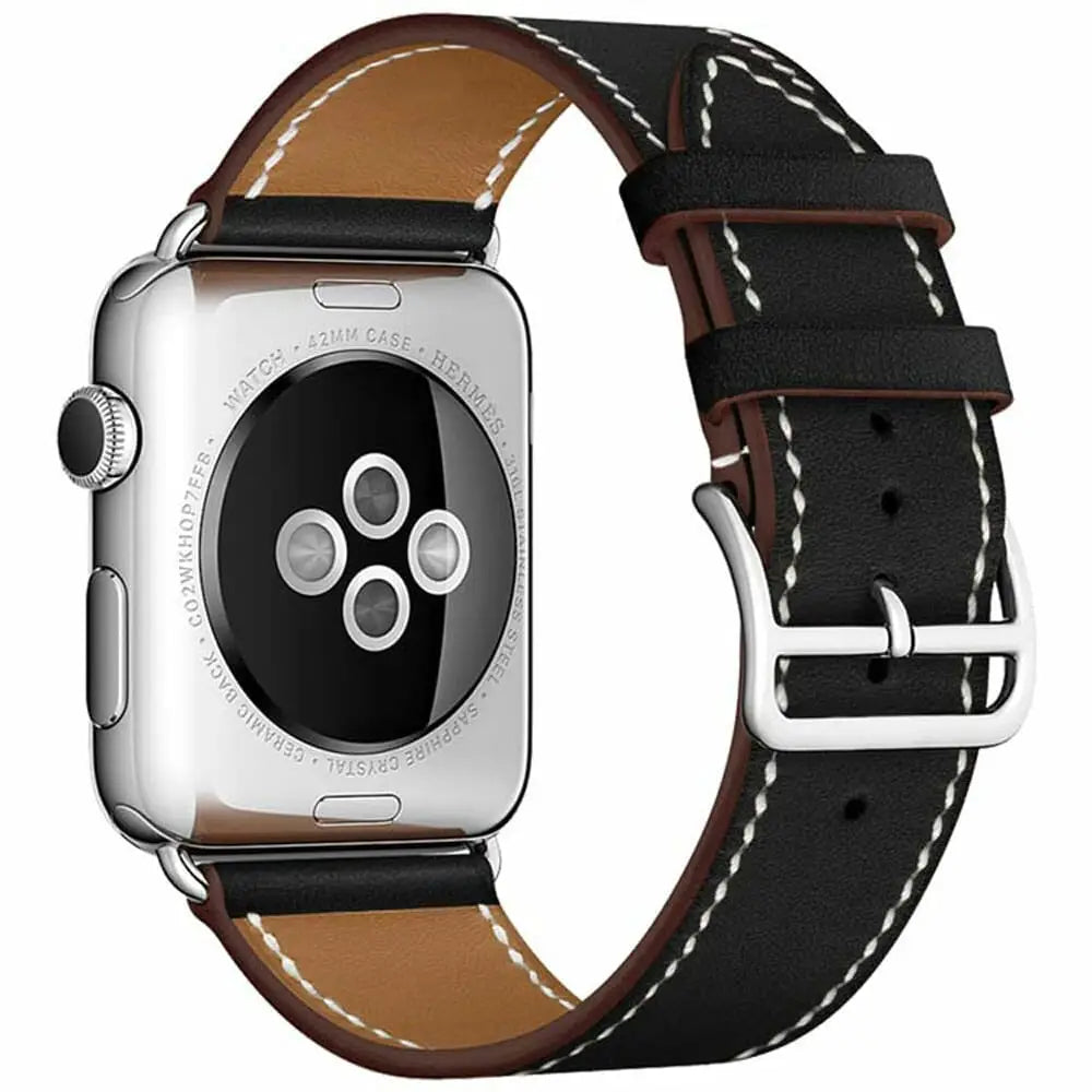 Apple Watch 38 / 40 / 41 mm Nahkaranneke - Musta