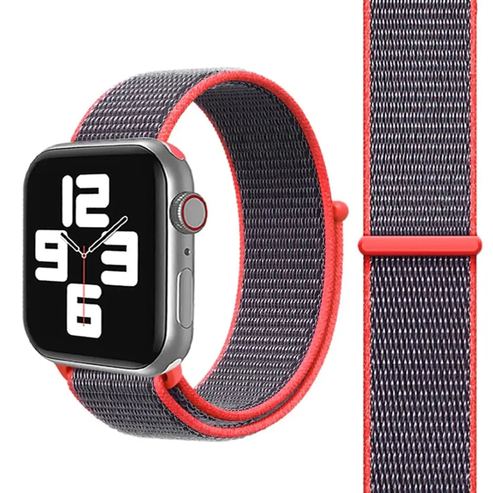 Apple Watch 38 / 40 / 41 mm Nylon ranneke - Punainen/Sininen
