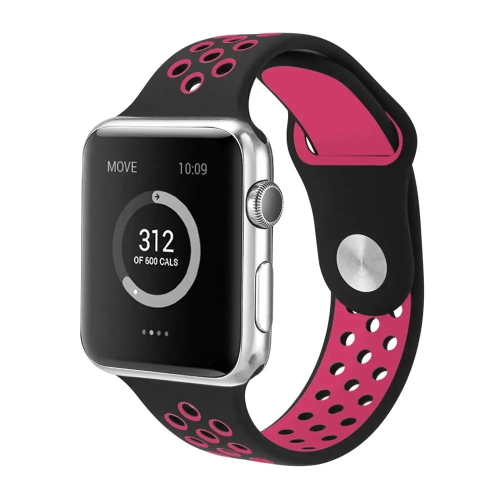 Apple Watch 38 / 40 / 41 mm Urheiluranneke - S/M - Musta/Pinkki