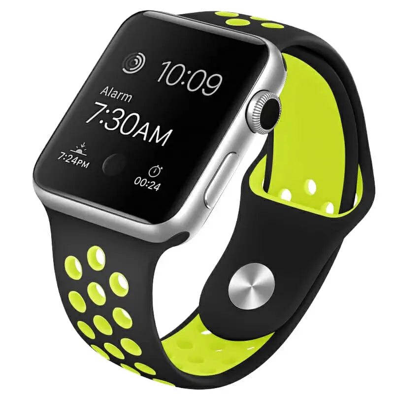 Apple Watch 38 / 40 / 41 mm Urheiluranneke - S/M - Musta/Vihreä