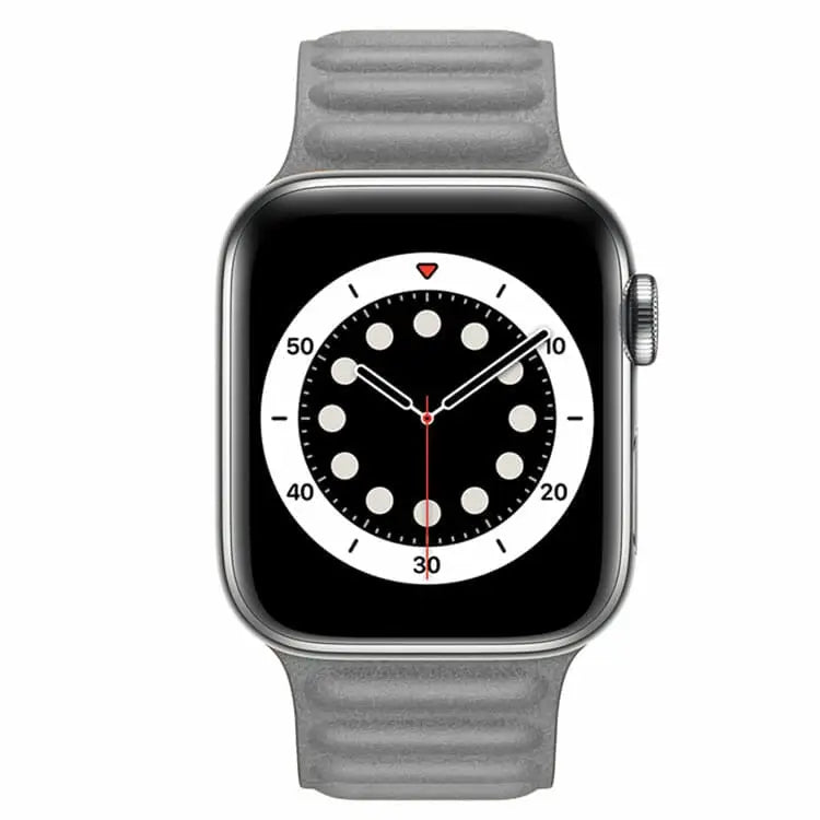 Apple Watch 42 / 44 / 45 mm Magneettinen Nahkaranneke - Harmaa