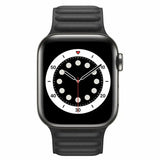 Apple Watch 42 / 44 / 45 mm Magneettinen Nahkaranneke - Musta