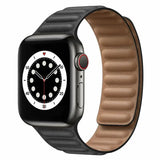 Apple Watch 42 / 44 / 45 mm Magneettinen Nahkaranneke - Musta