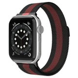 Apple Watch 42 / 44 / 45 mm Magneettinen Teräsranneke - Musta / Punainen