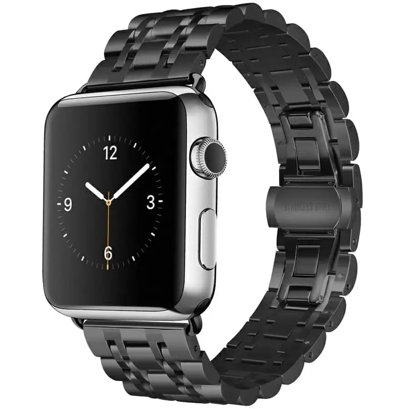 Apple Watch 42 / 44 / 45 mm Metalliranneke - Musta/Musta