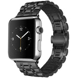 Apple Watch 42 / 44 / 45 mm Metalliranneke - Musta/Musta