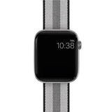 Apple Watch 42 / 44 / 45 mm Nylon ranneke - Musta/Harmaa