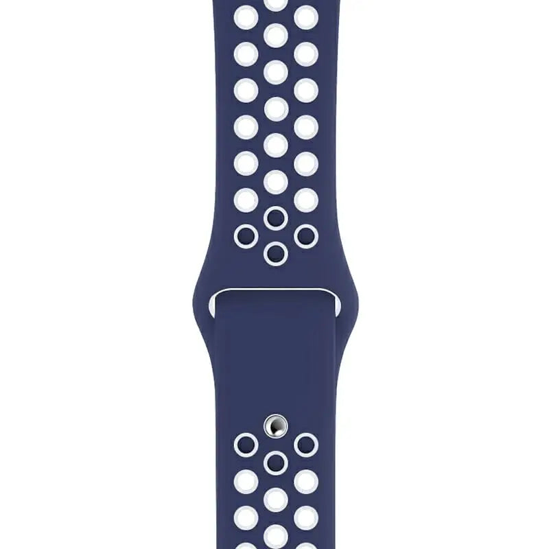 Apple Watch 42 / 44 / 45 mm Urheiluranneke - M/L - Laivastonsininen/Valkoinen