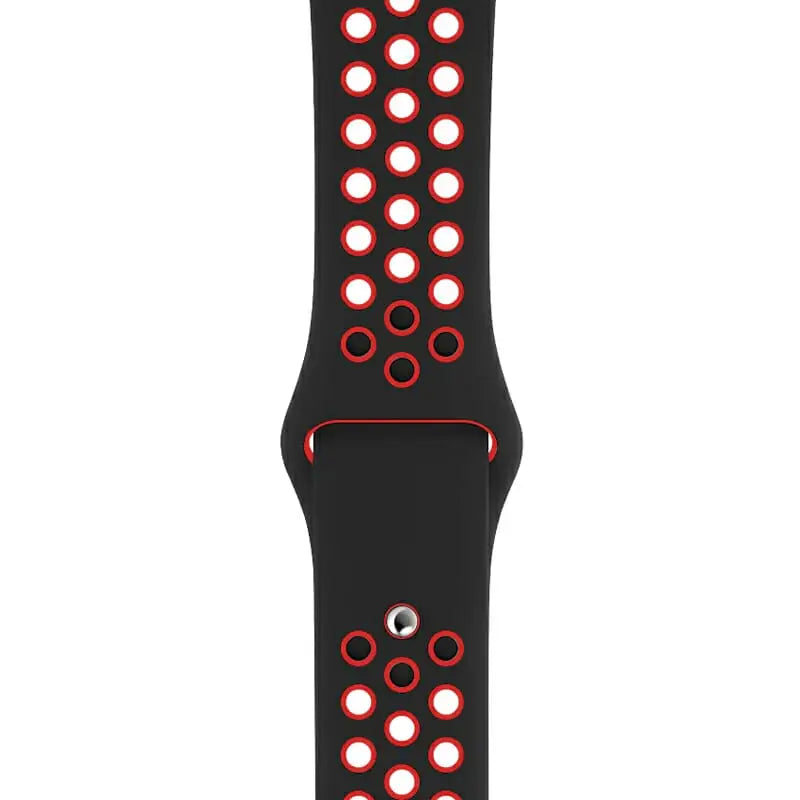 Apple Watch 42 / 44 / 45 mm Urheiluranneke - M/L - Musta/Punainen