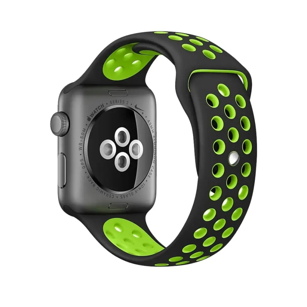 Apple Watch 42 / 44 / 45 mm Urheiluranneke - Musta/Vihreä