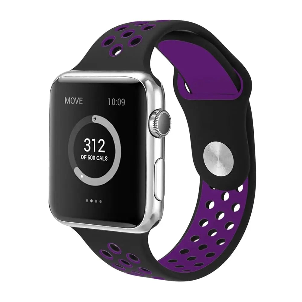 Apple Watch 42 / 44 / 45 mm Urheiluranneke - Musta/Violetti