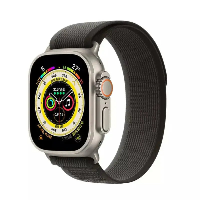 Apple Watch Trail ranneke 42/44/45/49 mm - Musta-Harmaa
