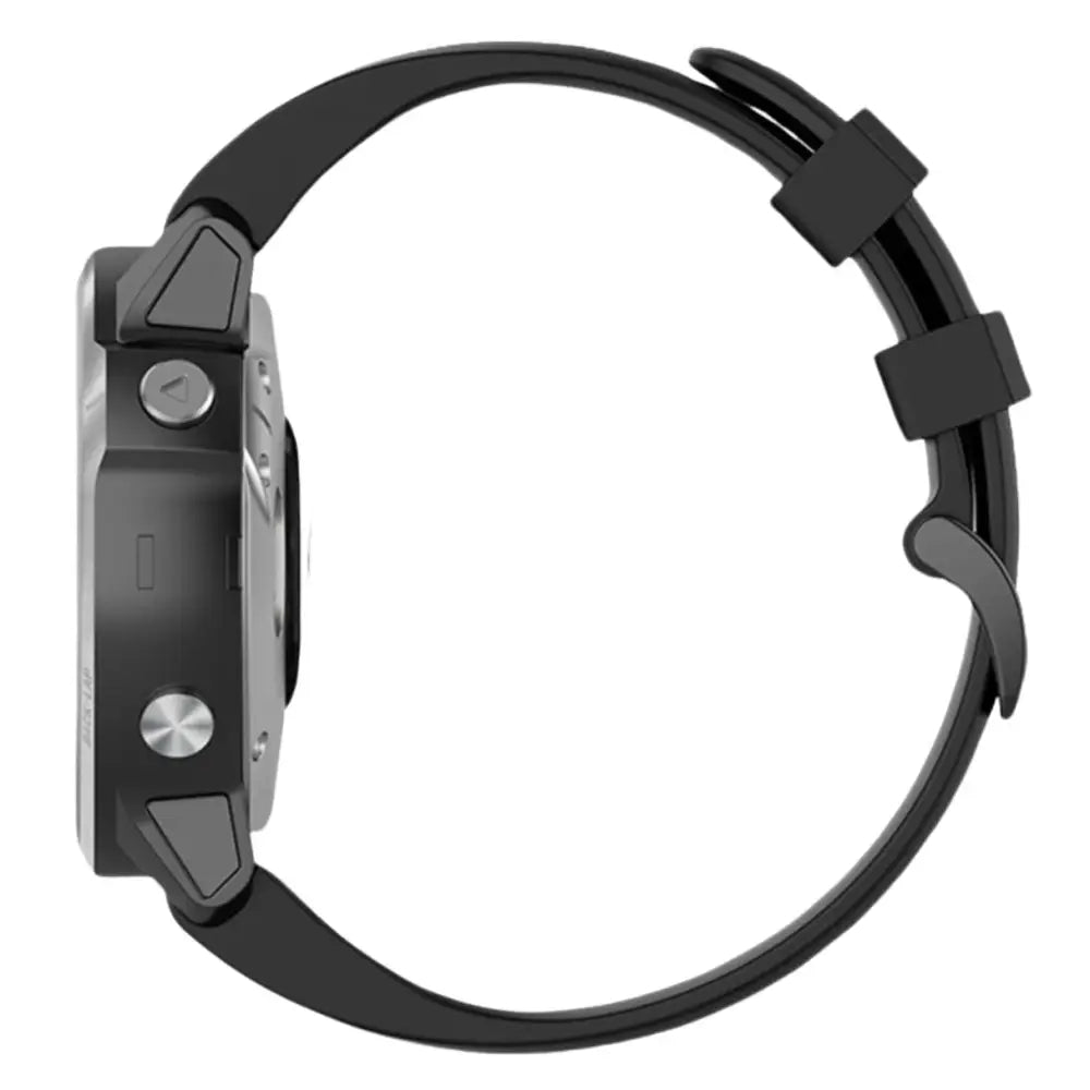 Mustan älykellon silikoniranneke ja metalliset painikkeet, Garmin QuickFit Silikoniranneke