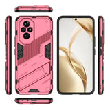 Vaaleanpunainen armor suojakotelo kickstandilla ja geometrisella muotoilulla