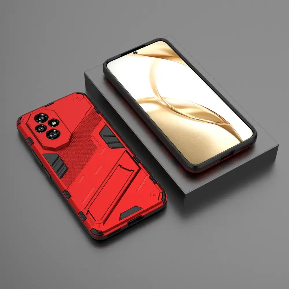 Punainen Honor 200 Armor Suojakotelo pelihenkisellä designilla älypuhelimen vieressä