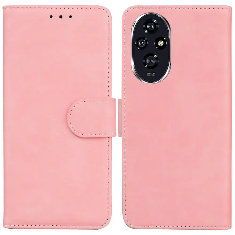 Pinkki lompakko suojakotelo Honor 200, jossa kamera-auko ja nahkainen rakenne