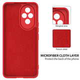 Red phone case with microfiber cloth interior for Honor 200, täydellisesti puhelimen