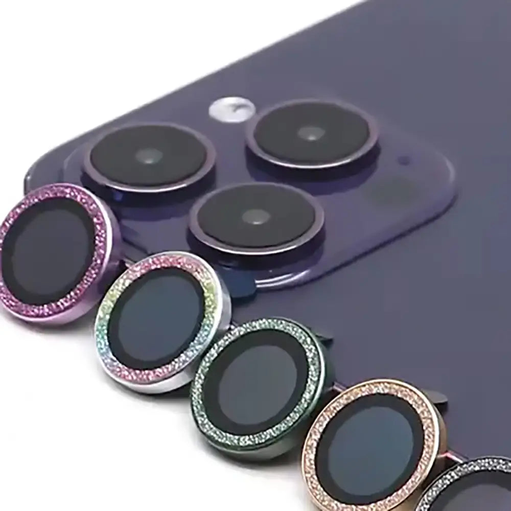 iPhone 11 / 11 Pro / 11 Pro Max Kameran panssarilasi Glitter - Musta (3kpl)