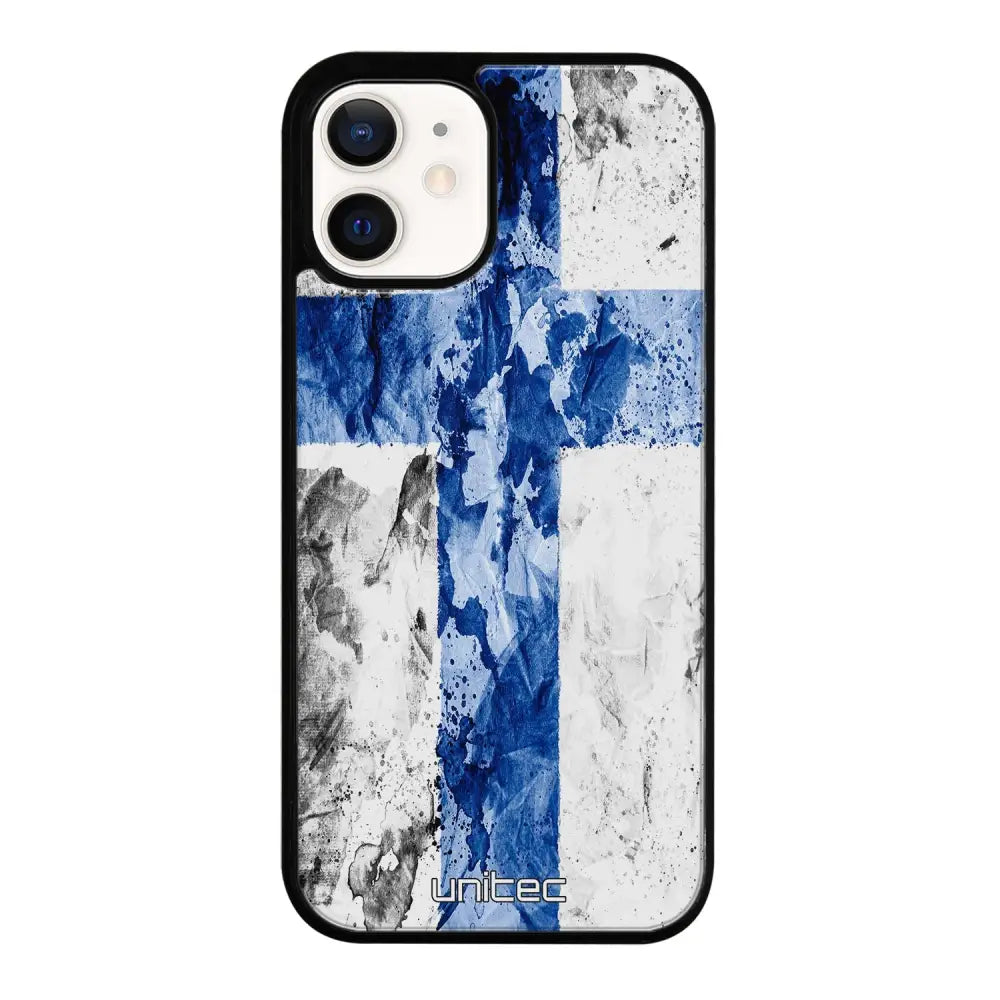 iPhone 12 Mini suojakuoret - Painted Finnish Flag - Ei