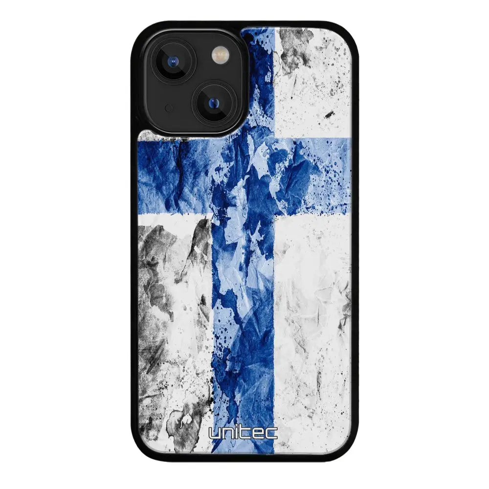 iPhone 14 Plus suojakuoret - Painted Finnish Flag - Ei