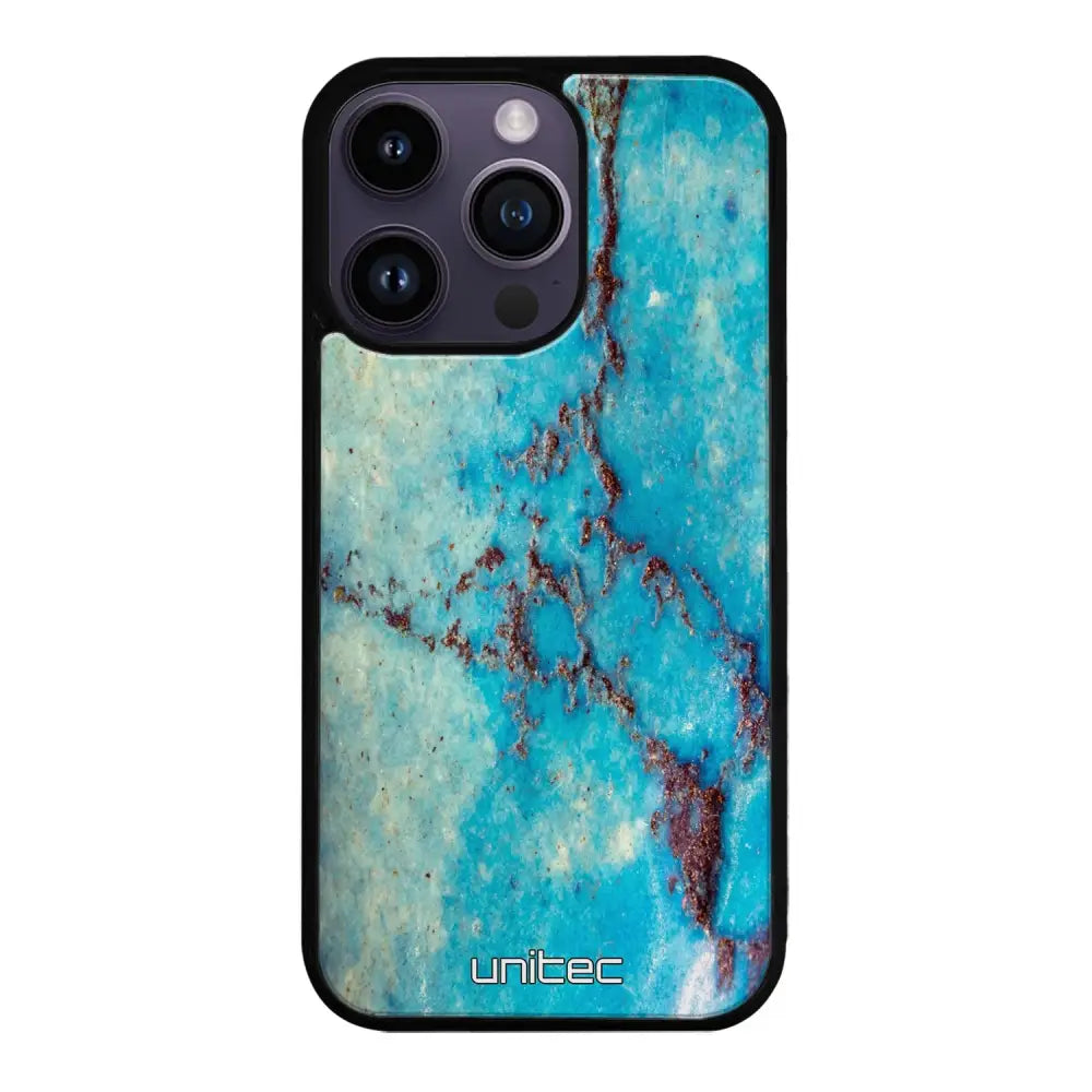 iPhone 14 Pro marmori suojakuoret - Turquoise Marble - Ei