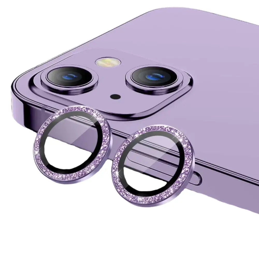 iPhone 15 / iPhone 15 Plus Linssinsuoja Glitter Violetti (2kpl/paketti)