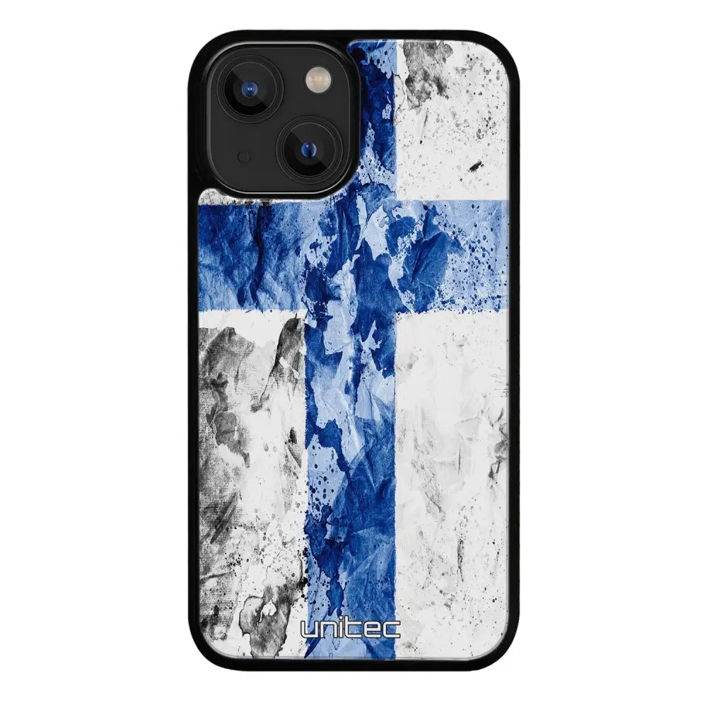 iPhone 15 Plus suojakuoret - Painted Finnish Flag - Ei