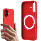 Punainen iPhone 16 MagSafe suojakuori magneettisella latausrenkaalla