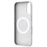 Valkoinen iPhone 16 MagSafe Suojakuori näkyy MagSafe-latausrenkaalla