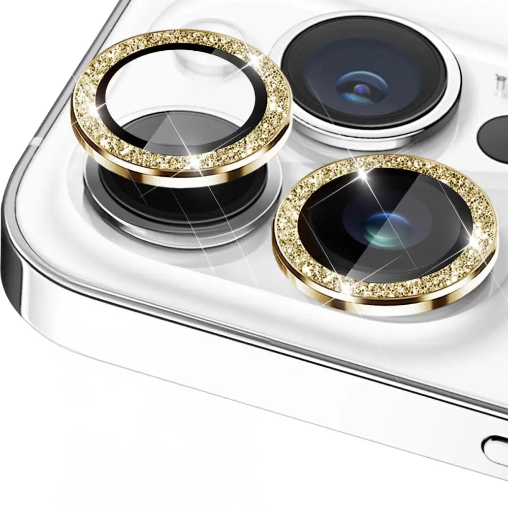 Kullan rhinestone-koristeiset kameran linssin suojat iPhone 16 / 16 Plus - Glitter Kulta
