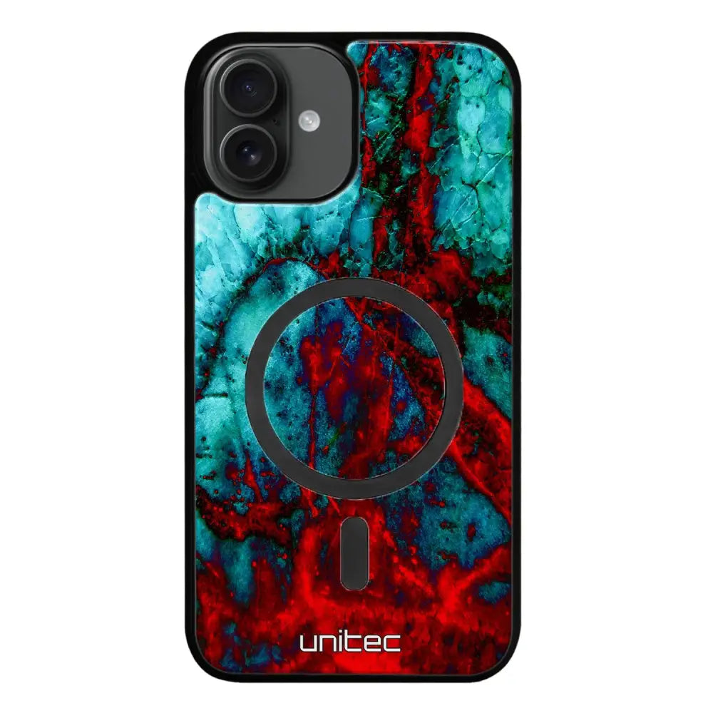 iPhone 16 Plus marmori suojakuoret - Blue Red Marble