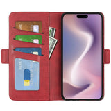 Punainen lompakko suojakotelo iPhone 16 Pro: kortti- ja setelipaikka