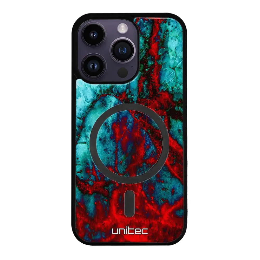 iPhone 16 Pro marmori suojakuoret - Blue Red Marble