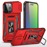 Punainen rugged suojakuori iPhone 16 Pro Max Armor kickstandilla