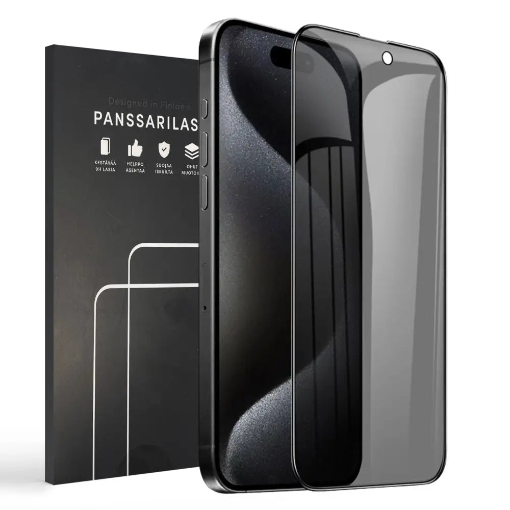 IPhone 16 Pro Panssarilasi tietoturvasuoja, privacy screen protector ja anti-spy lasi
