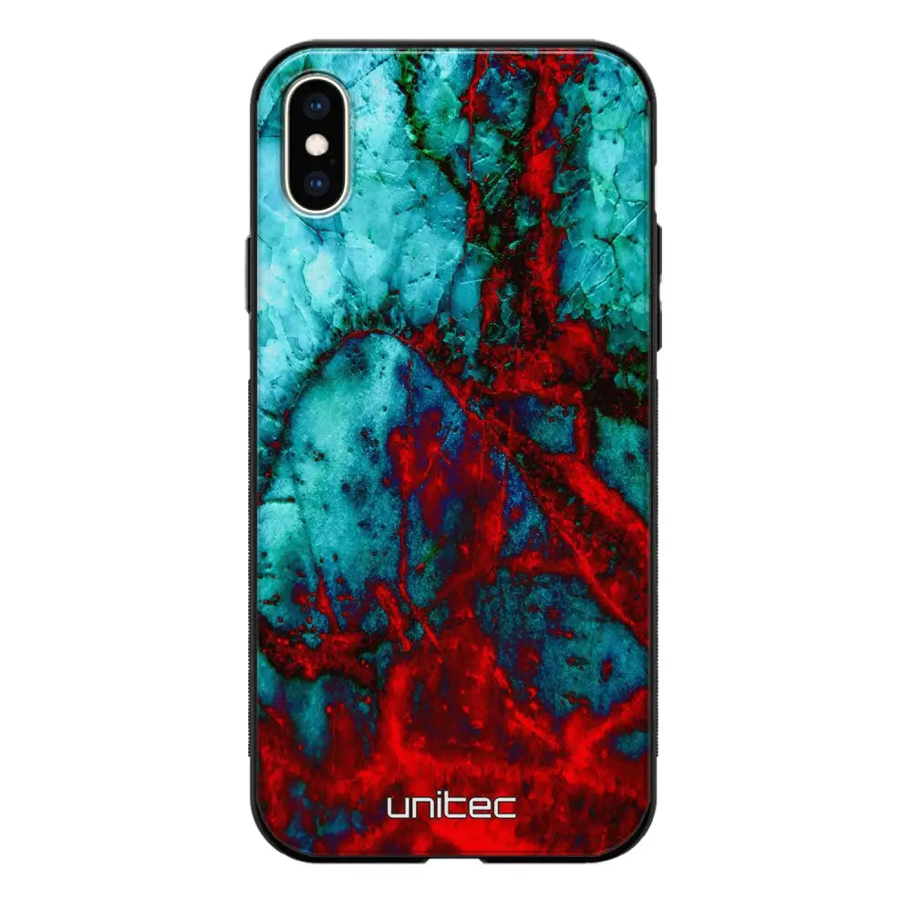 iPhone XS marmori suojakuoret - Blue Red Marble - Ei
