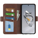 OnePlus 12 Lompakko Suojakotelo - Ruskea