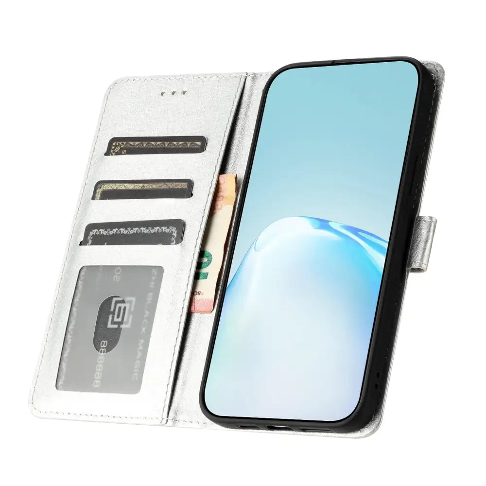 OnePlus 13 Lompakko Suojakotelo - Hopea