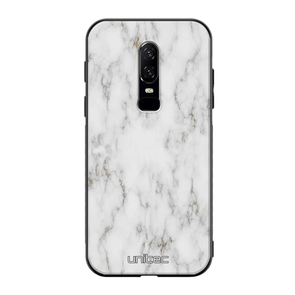 OnePlus 6 marmori suojakuoret - White Marble - Ei
