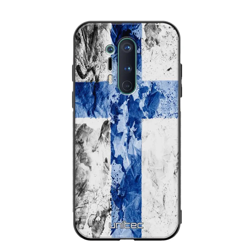 OnePlus 8 Pro suojakuoret - Painted Finnish Flag - Ei