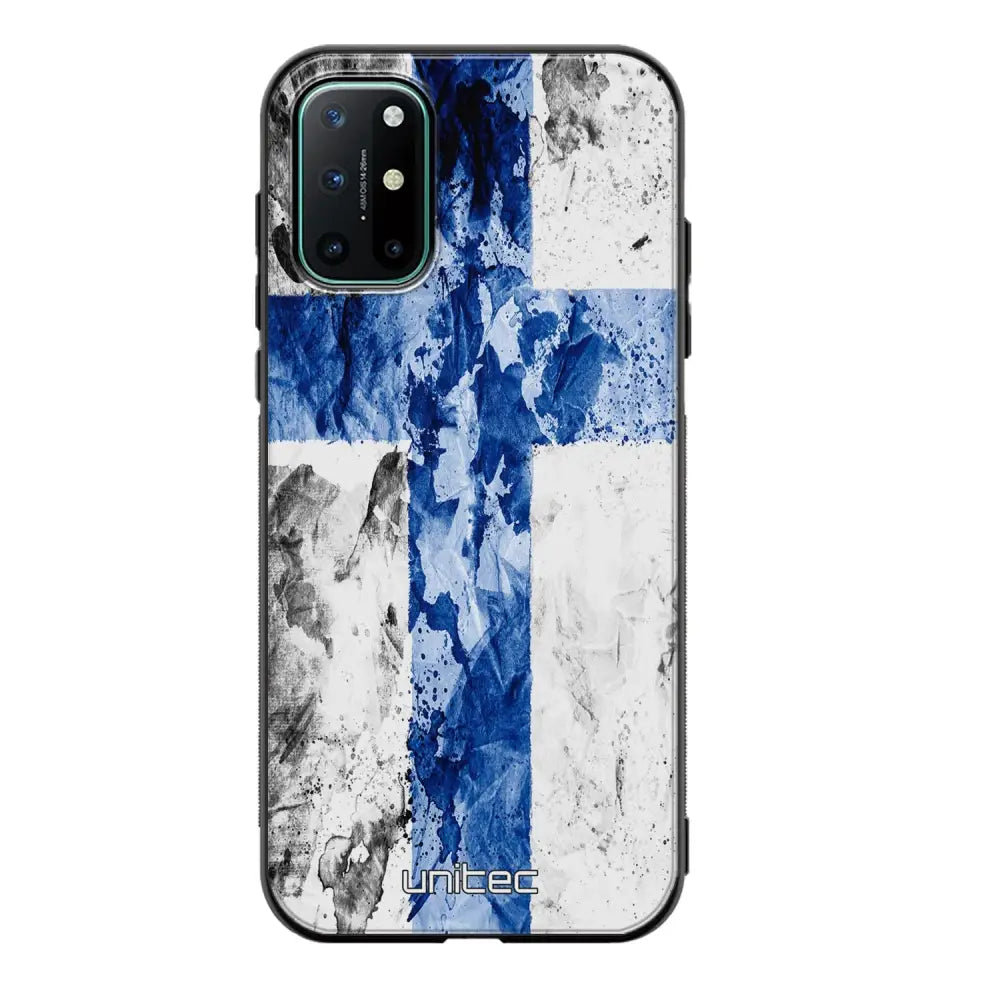 OnePlus 8T suojakuoret - Painted Finnish Flag - Ei