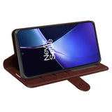 OnePlus Nord älypuhelin ruskeassa lompakko suojakotelossa