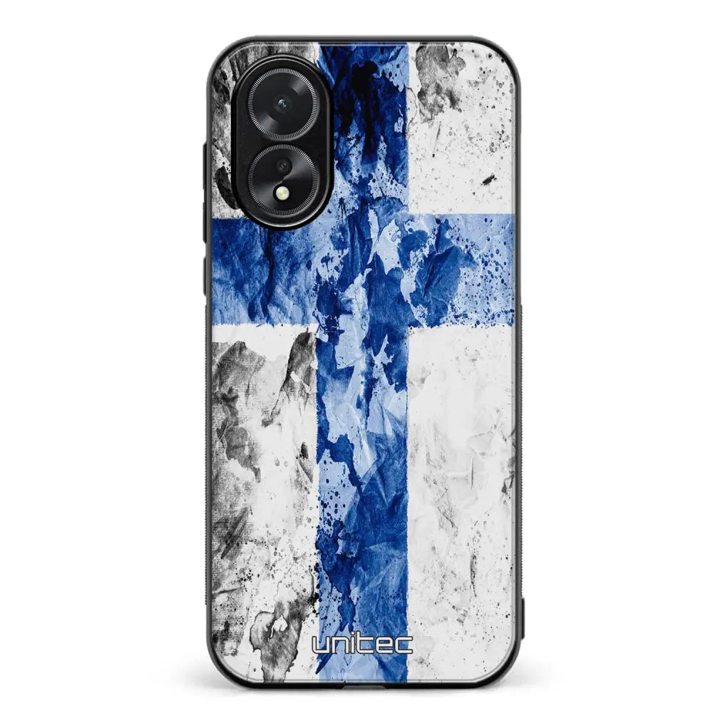 Oppo A38 suojakuoret - Painted Finnish Flag - Ei