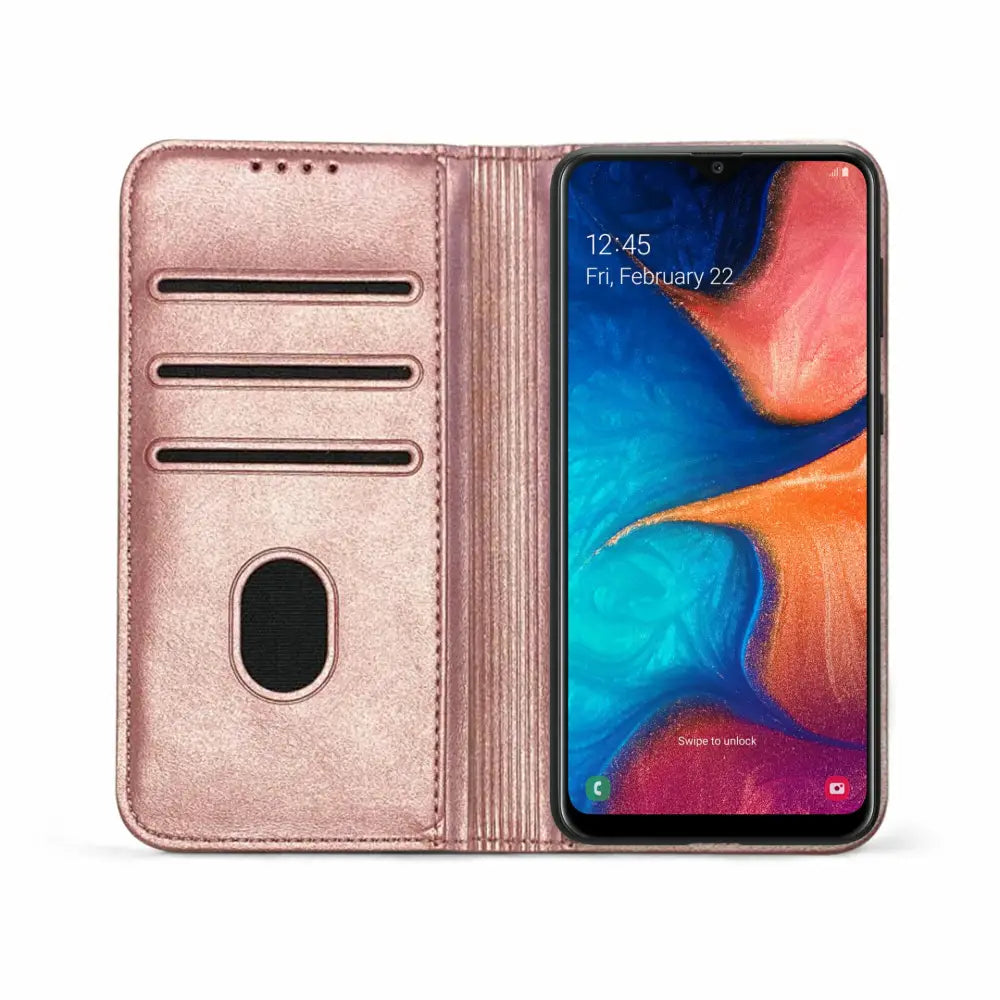 Samsung A42 5G Unitec Lompakko Suojakotelo Ruusukulta