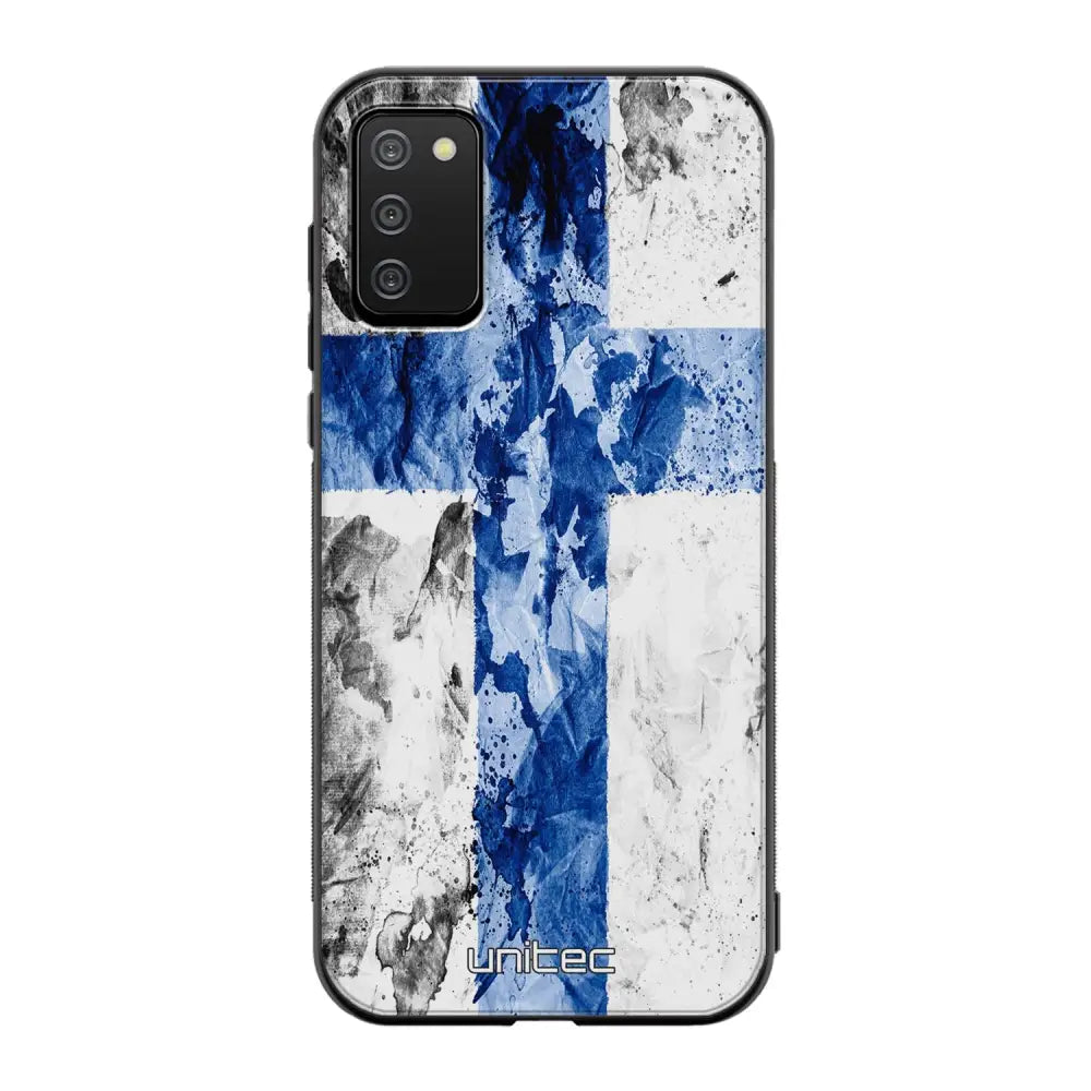 Samsung Galaxy A02s suojakuoret - Painted Finnish Flag - Ei