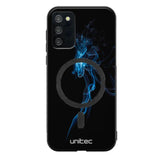 Samsung Galaxy A03s suojakuoret - Blue Smoke On Black
